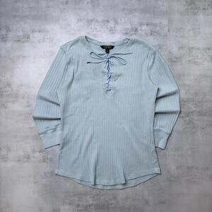Y2K Light Blue Lauren Ralph Lauren Grunge Lace Up Women’s Top